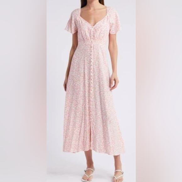 Faithfull The Brand Aurelie Midi Dress Calla red and white size 4 - Picture 1 of 10